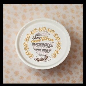 Oster Crepe Batter Recipe Plate with Gold Design Vintage 1970’s